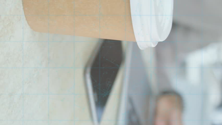 Animation of fingerprint, padlock in abstract pattern over midsection of caucasian man using laptop. Digital composite, multiple exposure, biometric, protection, abstract and technology concept. - Powered by Shutterstock - Get 15% off with code: PIKWIZARD15