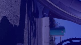 Animation of interface and data processing over feet of cyclist. sport, fitness and technology concept, digitally generated video. - Powered by Shutterstock - Get 15% off with code: PIKWIZARD15