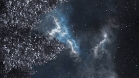 Animation of blue glowing shooting star and clouds moving over winter landscape with trees and stars on night sky. Global universal network concept digitally generated image. - Powered by Shutterstock - Get 15% off with code: PIKWIZARD15