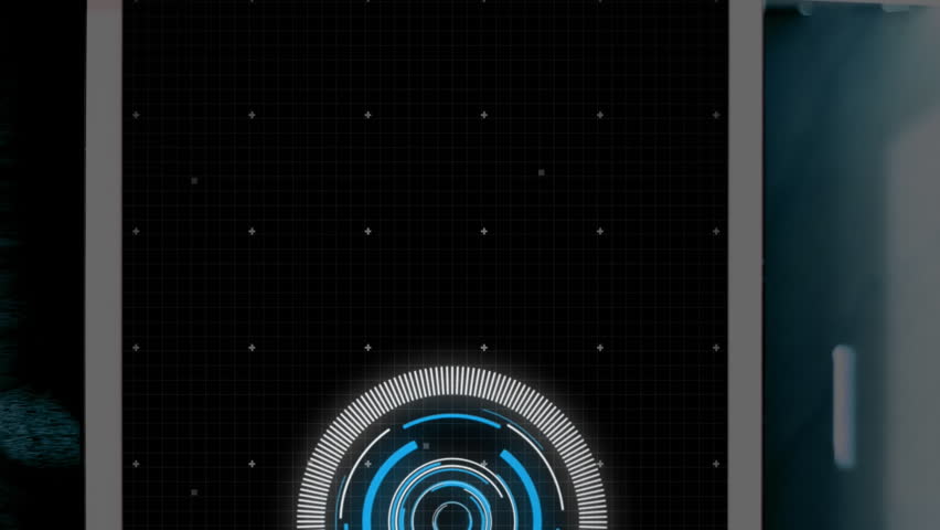 Animation of motherboard and circular scanner processing data on screen of tablet on desk. Data, global communication and digital interface concept digitally generated video. - Powered by Shutterstock - Get 15% off with code: PIKWIZARD15