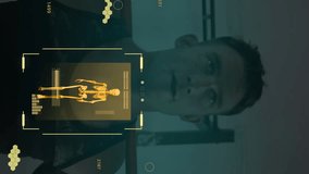 Animation of data processing over caucasian man exercising in gym. Global sports, science, computing, digital interface and data processing concept digitally generated video. - Powered by Shutterstock - Get 15% off with code: PIKWIZARD15