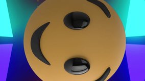 Animation of smiling and winking emoji icon over neon tunnel. Global social media, digital interface, computing and data processing concept digitally generated video. - Powered by Shutterstock - Get 15% off with code: PIKWIZARD15
