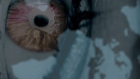 Animation of data processing and binary coding over eye and world map. Global connections, business, cloud computing, digital interface and data processing concept digitally generated video. - Powered by Shutterstock - Get 15% off with code: PIKWIZARD15