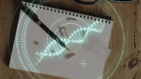 Animation of dna strand and scope scanning over keyboard and stethoscope. Global medicine and digital interface concept digitally generated video. - Powered by Shutterstock - Get 15% off with code: PIKWIZARD15