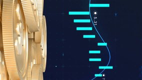 Animation of financial data processing over euro currency coins. Global business, finances, computing and data processing concept digitally generated video. - Powered by Shutterstock - Get 15% off with code: PIKWIZARD15