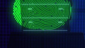 Animation of biometric fingerprint over computer servers. Global online security, digital interface and data processing concept digitally generated video. - Powered by Shutterstock - Get 15% off with code: PIKWIZARD15