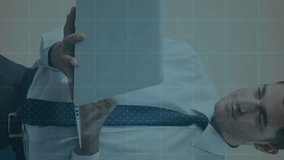 Animation of digital interface online security icons flickering over businessman using laptop computer. Global technology data security finance business concept digitally generated image. - Powered by Shutterstock - Get 15% off with code: PIKWIZARD15