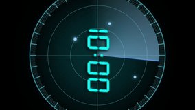 Animation of blue digital clock timer changing on circle over black background. Time, timer, digital interface and data processing concept digitally generated video. - Powered by Shutterstock - Get 15% off with code: PIKWIZARD15