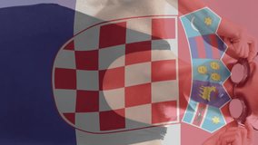 Animation of flag of croatia over caucasian female swimmer. Global sports, sport disciplines and flags concept digitally generated video. - Powered by Shutterstock - Get 15% off with code: PIKWIZARD15