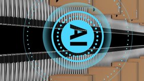 AI symbol over boxes moving on conveyor belts in warehouse animation. Automation, logistics, supply chain, technology, robotics, innovation - Powered by Shutterstock - Get 15% off with code: PIKWIZARD15