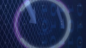 Digital animation of purple round scanner against binary coding data processing on blue background. computer interface and cyber security concept - Powered by Shutterstock - Get 15% off with code: PIKWIZARD15