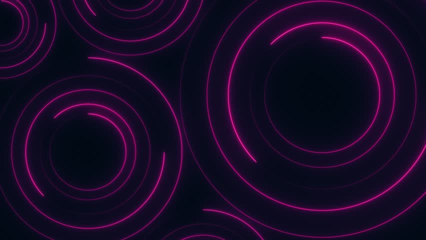 Saber neon circle loop, neon glowing frame background. Laser saber animation on black background