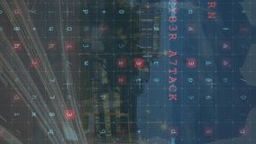 Animation of cyber attack warning and people silhouettes over cityscape. global technology and data processing concept digitally generated video. - Powered by Shutterstock - Get 15% off with code: PIKWIZARD15