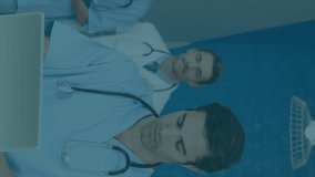Animation of data processing over diverse doctors. global medicine, healthcare and data processing concept digitally generated video. - Powered by Shutterstock - Get 15% off with code: PIKWIZARD15