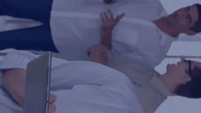 Animation of biometric photos and data over diverse businesspeople in office. Global business, connections, computing and data processing concept digitally generated video. - Powered by Shutterstock - Get 15% off with code: PIKWIZARD15