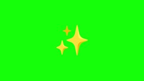 Animated sparkles emoji on a bright green screen background. The emoji features three golden star-like sparkles with glowing edges and smooth twinkling animation. The sparkles vary slightly in size. - Powered by Shutterstock - Get 15% off with code: PIKWIZARD15