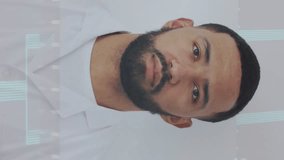 Animation of data processing over man smiling. Global business and digital interface concept digitally generated video. - Powered by Shutterstock - Get 15% off with code: PIKWIZARD15