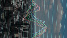 Animation of connections moving over aerial view of cityscape. Global communication digital interface and data network concept digitally generated video. - Powered by Shutterstock - Get 15% off with code: PIKWIZARD15