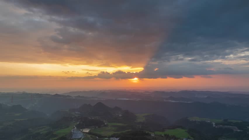 Sunset scenery of Longli Prairie in Longli County, Guizhou Province, China