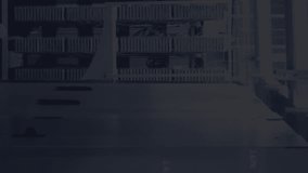 Animation of green neon football stadium and data processing over computer server room. Global communication, sports, data and digital interface concept digitally generated video. - Powered by Shutterstock - Get 15% off with code: PIKWIZARD15