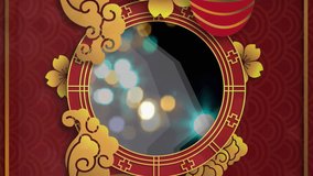 Animation of shapes and circle over light spots on red background. Global business, finances and digital interface concept digitally generated video. - Powered by Shutterstock - Get 15% off with code: PIKWIZARD15