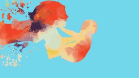 Neon digital clock ticking against red paint splash and multiple flowers floating on blue background. computer interface and technology concept - Powered by Shutterstock - Get 15% off with code: PIKWIZARD15