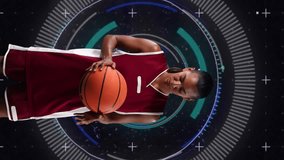 Animation of female basketball player and data processing. Global science, business, finances, computing and data processing concept digitally generated video. - Powered by Shutterstock - Get 15% off with code: PIKWIZARD15