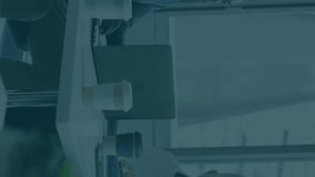 Animation of data processing over diverse male and female colleagues discussing at casual meeting. Digital interface, teamwork, business, office, network and communication, digitally generated video. - Powered by Shutterstock - Get 15% off with code: PIKWIZARD15