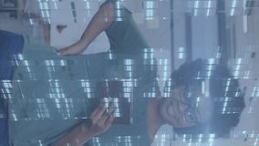 Animation of moving columns over african amercan businesswoman. global business, technology and digital interface concept digitally generated video. - Powered by Shutterstock - Get 15% off with code: PIKWIZARD15