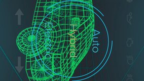 Animation of car interface over digital van model on black background. global transport, technology and digital interface concept digitally generated video. - Powered by Shutterstock - Get 15% off with code: PIKWIZARD15