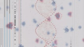 Animation of covid-19 cells floating over digital interface with medical data processing. Computer interface and covid-19 pandemic concept - Powered by Shutterstock - Get 15% off with code: PIKWIZARD15