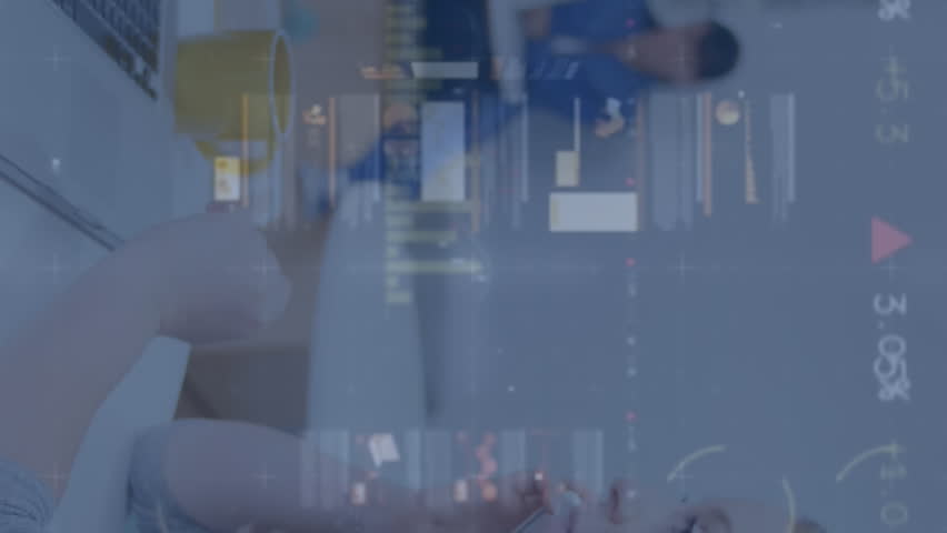 Animation of financial data processing over caucasian women using laptop. Global connections, data processing and digital interface concept digitally generated video. - Powered by Shutterstock - Get 15% off with code: PIKWIZARD15