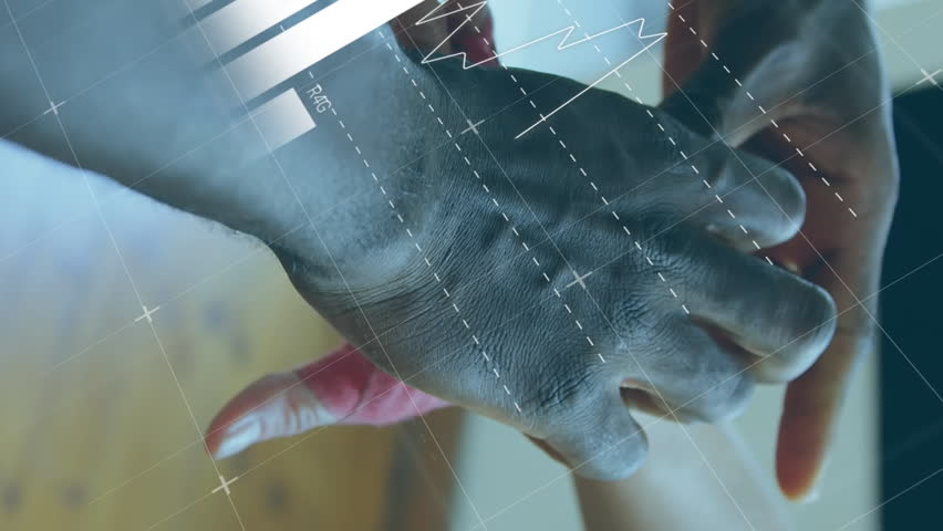 Animation of data processing over diverse people wearing boxing tapes at gym. Global sport, computing and digital interface concept digitally generated video. - Powered by Shutterstock - Get 15% off with code: PIKWIZARD15