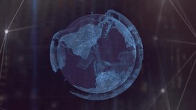 Animation of globe spinning network of connections over warehouse. Global business global connections and data processing concept digitally generated video. - Powered by Shutterstock - Get 15% off with code: PIKWIZARD15