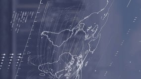 Animation of world map, statistics, data processing over cityscape. Global business, finance and data processing concept digitally generated video. - Powered by Shutterstock - Get 15% off with code: PIKWIZARD15