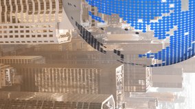 Animation of digital brain, moving clocks and globe over cityscape. global business, data processing and digital interface concept digitally generated video. - Powered by Shutterstock - Get 15% off with code: PIKWIZARD15