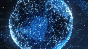 Animation of rays moving over illuminated connected dots forming globes. Digitally generated, global connection, telecommuting, networking, geography, data processing, futuristic and technology. - Powered by Shutterstock - Get 15% off with code: PIKWIZARD15
