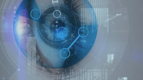 Animation of financial data processing over woman's eye in background. global connections, technology and digital interfaces concept digitally generated video. - Powered by Shutterstock - Get 15% off with code: PIKWIZARD15