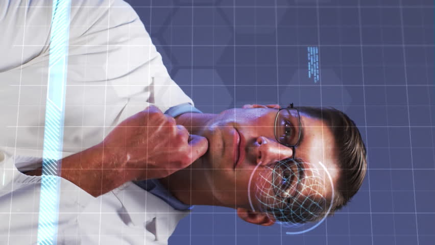 Digital interface with covid-19 cell and data processing against thoughtful caucasian male doctor. covid-19 medical research and technology concept - Powered by Shutterstock - Get 15% off with code: PIKWIZARD15