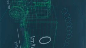 Animation of financial data processing and car panel over digital truck model. global finance, business and digital interface concept digitally generated video. - Powered by Shutterstock - Get 15% off with code: PIKWIZARD15