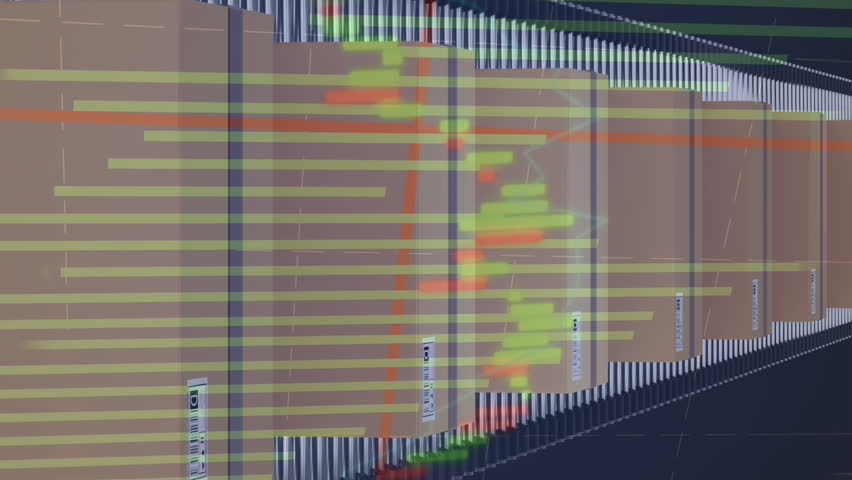 Animation of financial data processing over boxes on conveyor belts. global finance, business and digital interface concept digitally generated video. - Powered by Shutterstock - Get 15% off with code: PIKWIZARD15