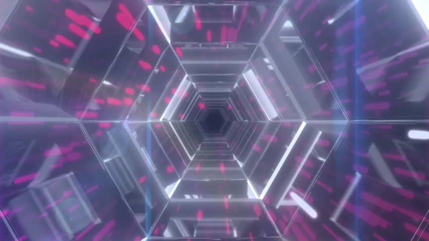 Animation of red trails and light spots over digital tunnel. Abstract background, retro future and pattern concept digitally generated video. - Powered by Shutterstock - Get 15% off with code: PIKWIZARD15