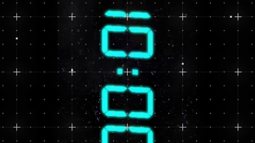 Animation of blue digital clock timer changing over grid on black background. Time, timer, digital interface and data processing concept digitally generated video. - Powered by Shutterstock - Get 15% off with code: PIKWIZARD15