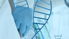 Animation of dna strands over diverse female doctor and patient in hospital. Global medicine, science, data processing and digital interface concept digitally generated video. - Powered by Shutterstock - Get 15% off with code: PIKWIZARD15