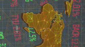 Stock market data animation over world map with percentage changes. Finance, global, economy, analytics, investment, trading - Powered by Shutterstock - Get 15% off with code: PIKWIZARD15