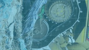 Red graph moving over grid network against bulldozer working on landfill with birds in the sky. finance and economy concept - Powered by Shutterstock - Get 15% off with code: PIKWIZARD15