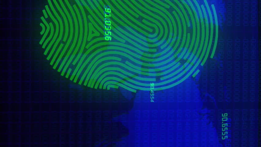 Data processing over biometric fingerprint scanner against world map on blue background. business and cyber security technology concept - Powered by Shutterstock - Get 15% off with code: PIKWIZARD15