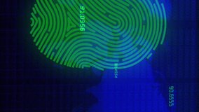 Data processing over biometric fingerprint scanner against world map on blue background. business and cyber security technology concept - Powered by Shutterstock - Get 15% off with code: PIKWIZARD15