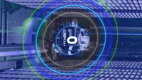 Animation of processing circle with increasing numbers over servers. data processing and technology concept digitally generated video. - Powered by Shutterstock - Get 15% off with code: PIKWIZARD15