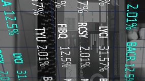 Digital composite video of stock market data processing against laptop on office desk. global finance and business concept - Powered by Shutterstock - Get 15% off with code: PIKWIZARD15